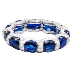 18 Karat White Gold 6.11 Carat Sapphire and Diamond Eternity Band Ring