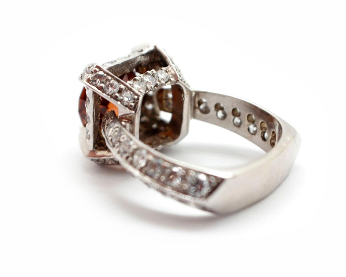 18 Karat White Gold, 6.24 Carat Champagne Zircon Ring and 2.47 Carat In Excellent Condition For Sale In Scottsdale, AZ