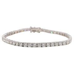 Bracelet tennis en or blanc 18 carats avec diamants naturels ronds de 6,30 carats 