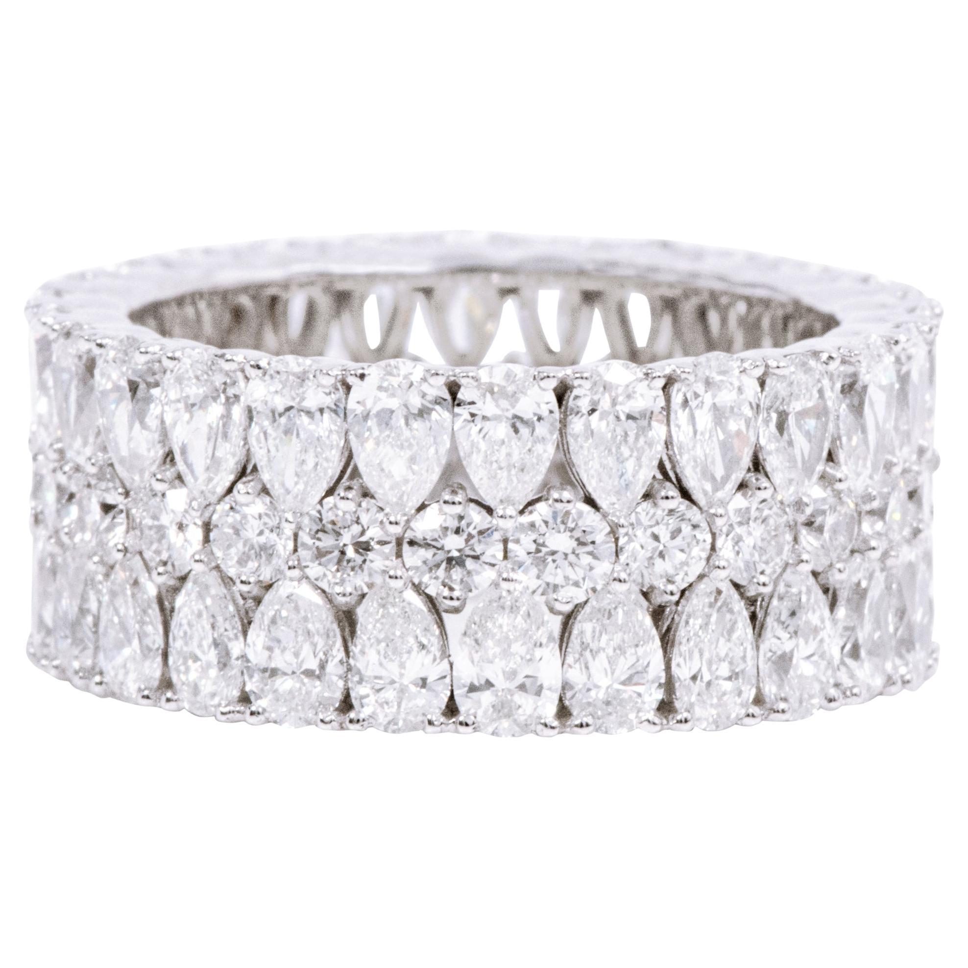 18 Karat White Gold 6.62 Carat Solitaire Diamond Eternity Band Ring For Sale