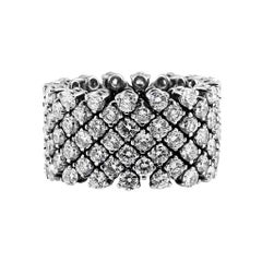 18 Karat White Gold 6.67 Carat Total Diamond Flexible Eternity Band Ring