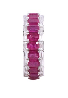 18 Karat White Gold 6.85 Carat Ruby and Diamond Eternity Band Ring