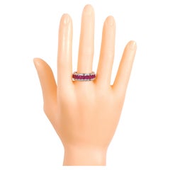 18 Karat White Gold 6.85 Carat Ruby and Diamond Eternity Band Ring