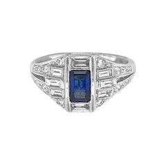 18 Karat White Gold .70 Carat Sapphire and Diamond Ring