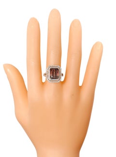 18 Karat White Gold 7.16 Carat Bi-Color Tourmaline and Diamond Cluster Ring