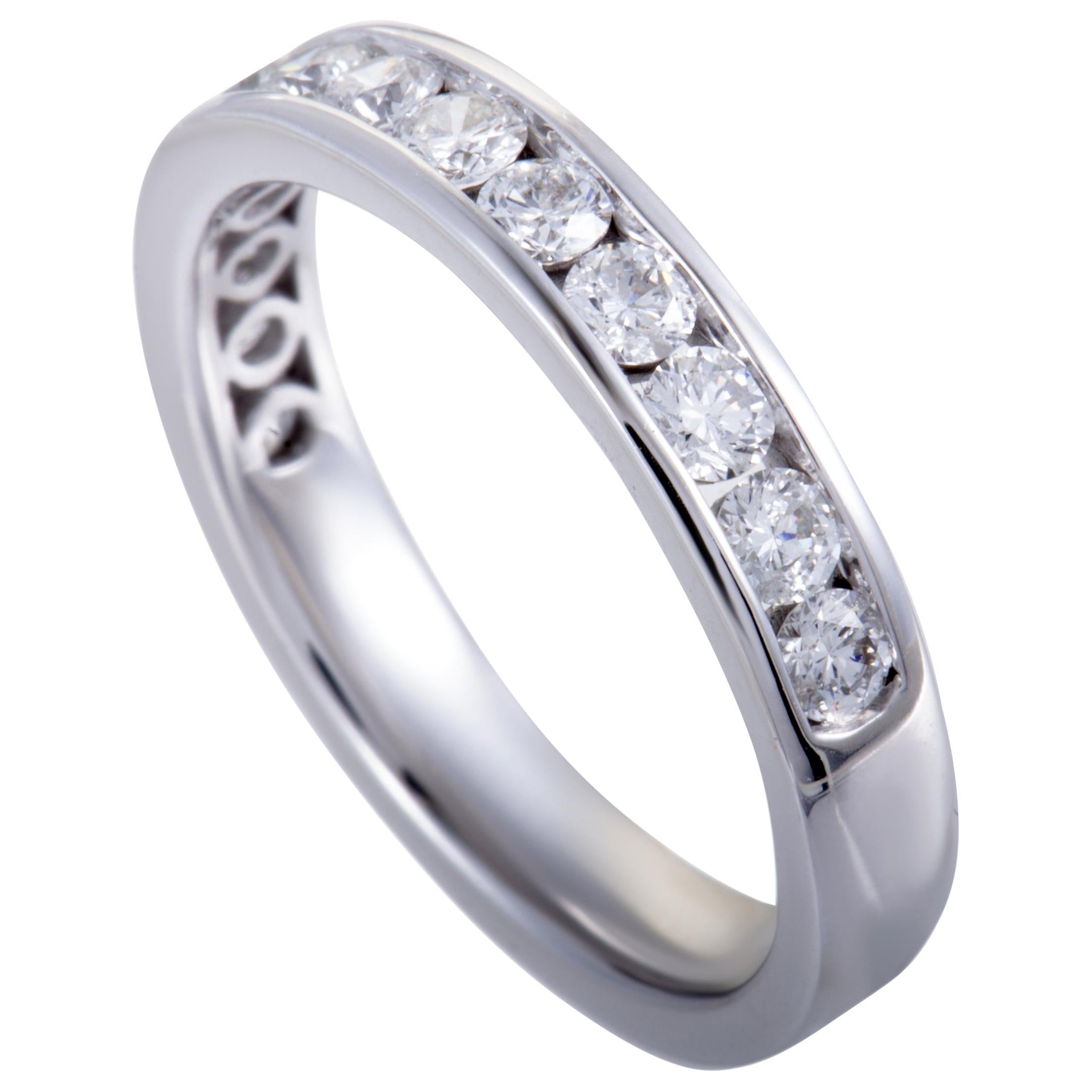 18 Karat White Gold, .75 Carat Diamond Band Ring