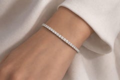 7.66 Ct Natural Diamond Line Tennis Bracelet, Solid 18K White Gold Fine Jewelry