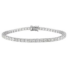7.66 Ct Natural Diamond Line Tennis Bracelet, Solid 18K White Gold Fine Jewelry