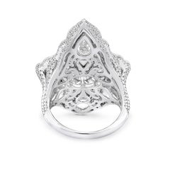 18 Karat White Gold 7.73ct Rose Cut Diamond Cocktail Ring