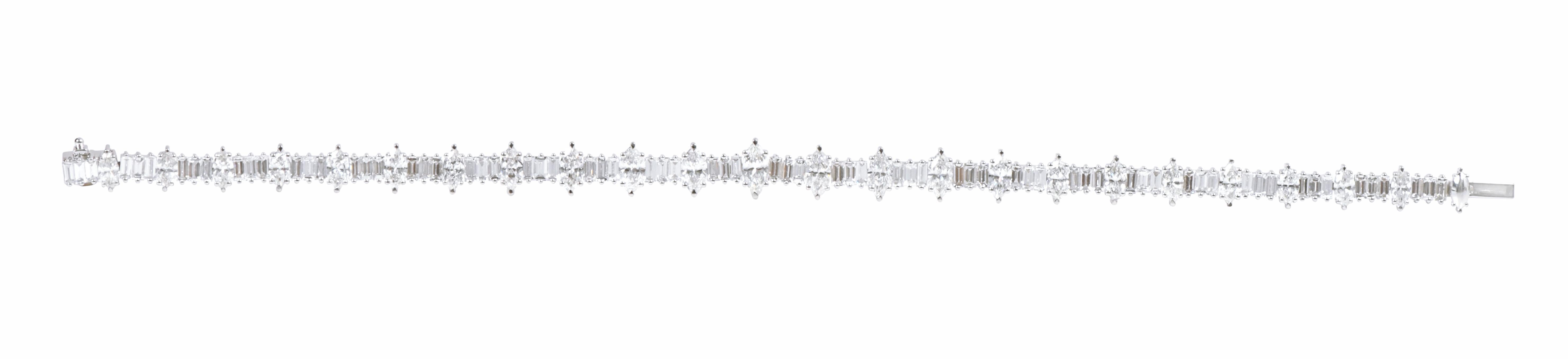 18 Karat Weißgold 7,77 Karat Solitär Diamant Tennis Contemporary Armband (Zeitgenössisch) im Angebot