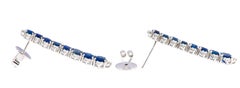 18 Karat White Gold 7.90 Carat Sapphire and Diamond Dangle Earrings