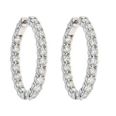 8 TCW Classic Round Diamond Hoop Earrings in 18 karat White Gold Wedding