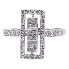 18 Karat Weißgold 0,80 Karat Diamant Rechteckiger Cocktail-Ring
