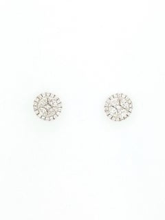 18 Karat White Gold .80 Carat Illusion Set Diamond Halo Stud Earrings