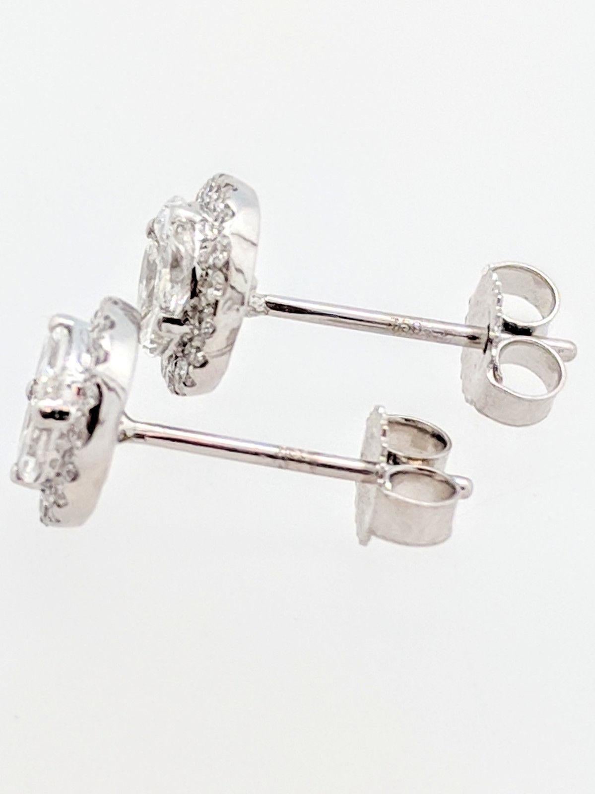 18 Karat White Gold .80 Carat Illusion Set Diamond Halo Stud Earrings 1