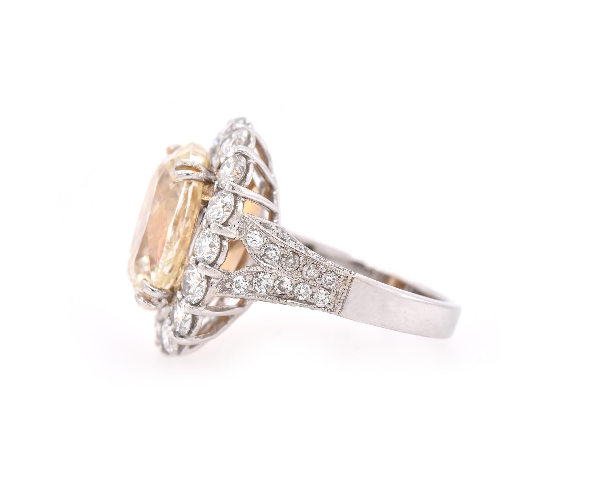 18 Karat White Gold 8.06 Carat Oval Diamond Engagement Ring In Excellent Condition In Scottsdale, AZ