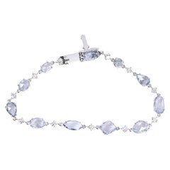 Bracelet de tennis en or blanc 18 carats 8,07 carats saphir rose unique et diamant