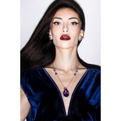 Pendentif en or blanc 18 carats avec diamants et améthyste de 81,55 carats