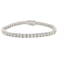 Pulsera Línea Tenis Diamante Redondo Natural Oro Blanco 18 Quilates 8,50 Quilates