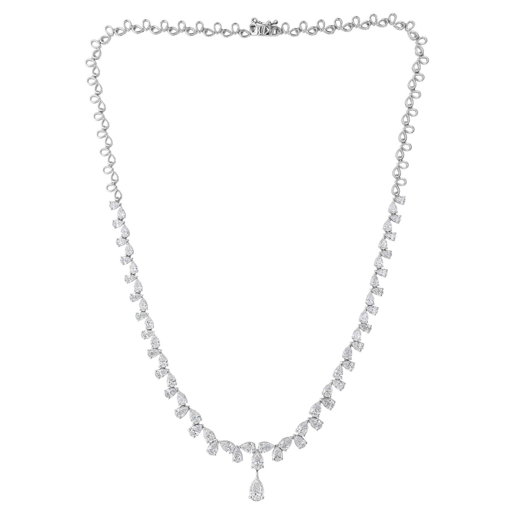 Collar de oro blanco de 18 quilates con gota de diamante pera de 8,54 ct en venta
