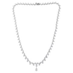18 Karat White Gold 8.54 Ct Pear Diamond Wedding Drop Necklace