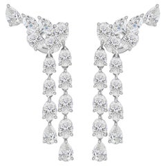 Pendientes colgantes de oro blanco de 18 quilates con diamantes naturales SI/H de 9,26 qt