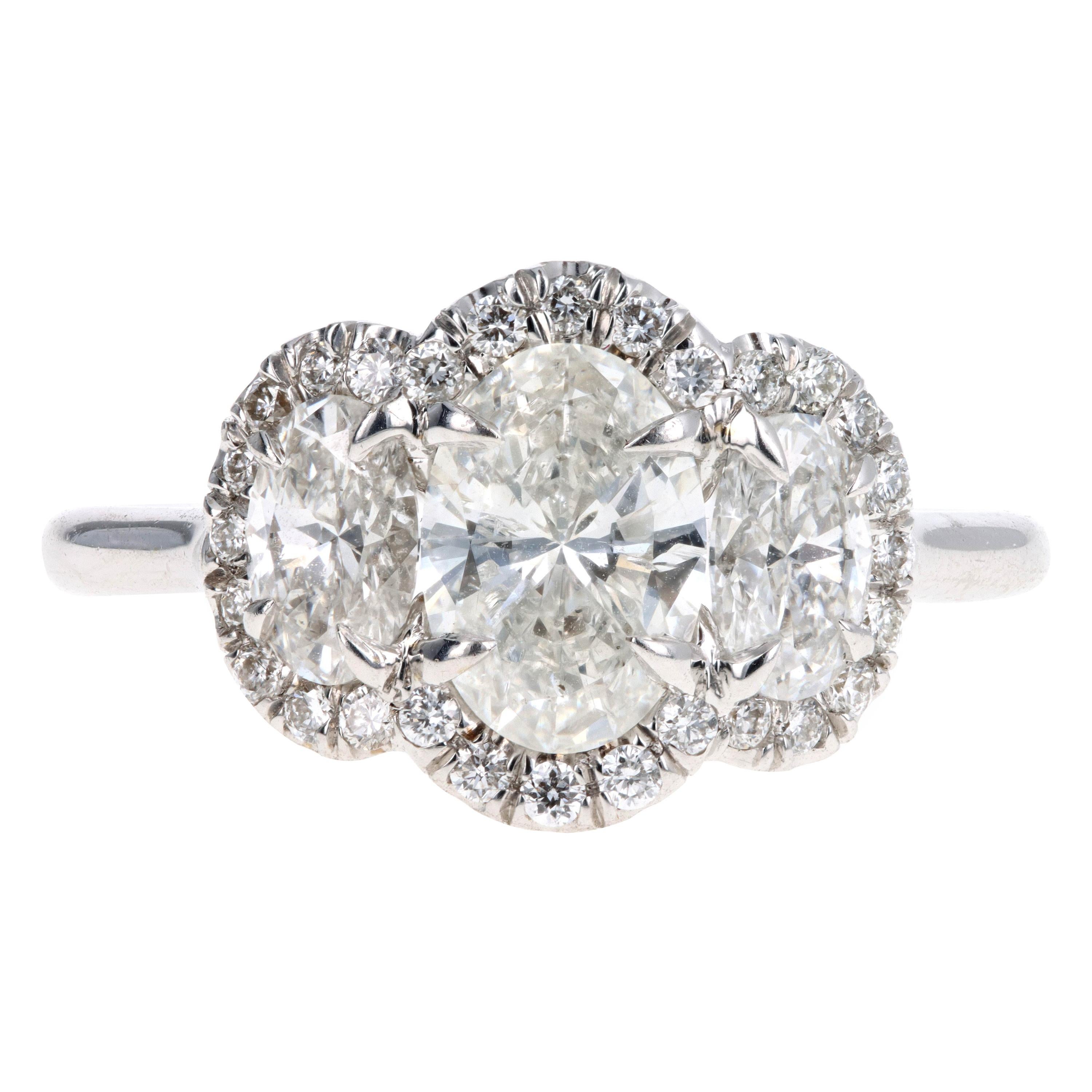 18 Karat White Gold .95 Carat Oval Cut Diamond Engagement Ring