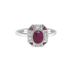 18 Karat White Gold .98 Carat Ruby and Diamond Ring 18 Karat White Gold .98 Carat Ruby and Diamond Ring