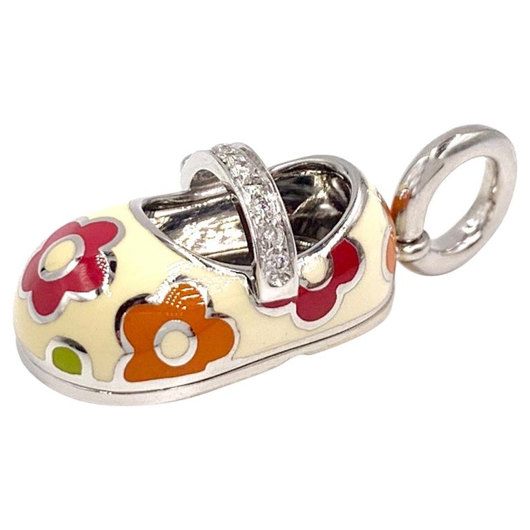 18 Karat White Gold Aaron Basha Baby Girl Shoe Charm For Sale at 1stDibs