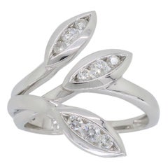 18 Karat White Gold Abstract Leaf Diamond Ring