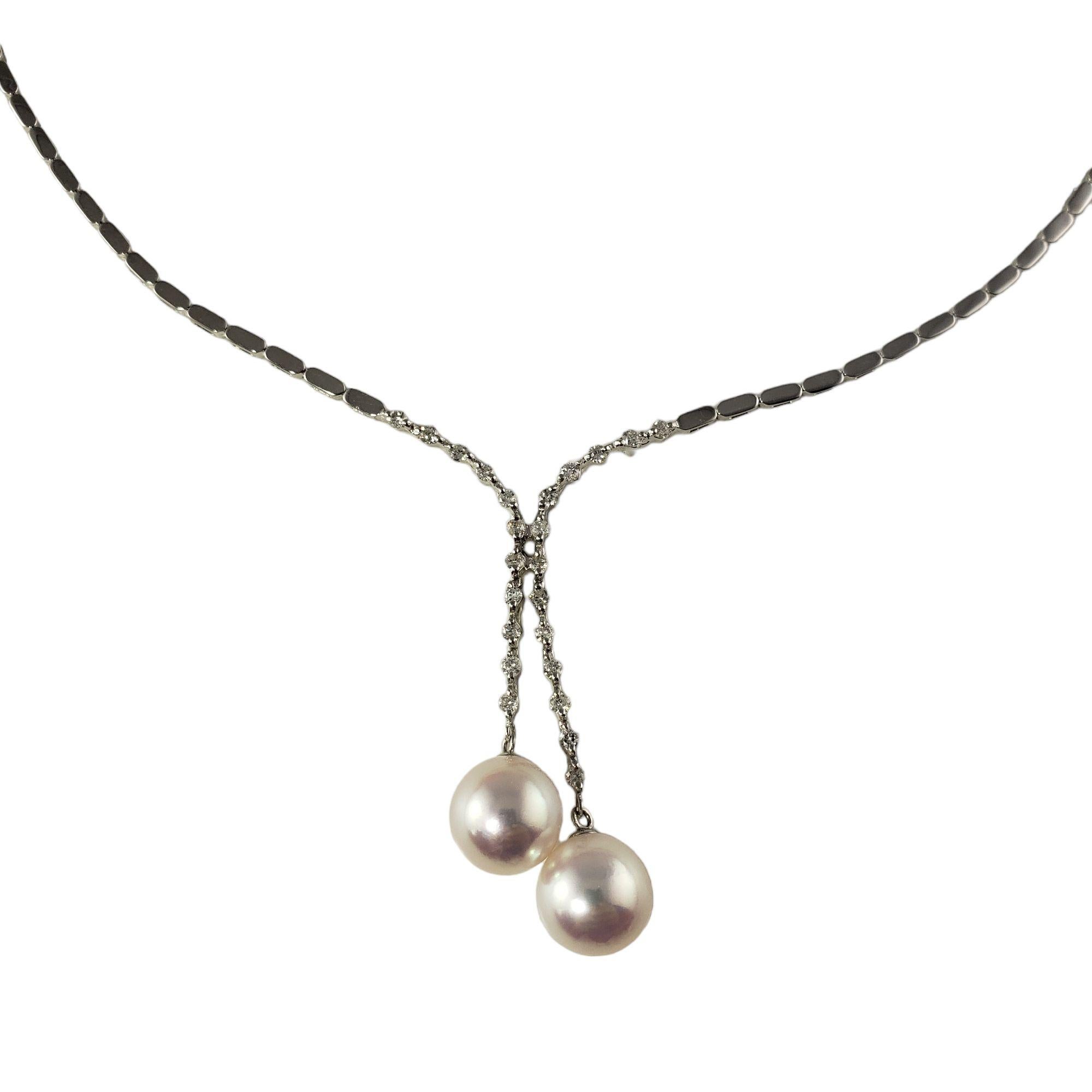 18 Karat White Gold Akoya Pearl and Diamond Necklace #13909 In Good Condition For Sale In Washington Depot, CT