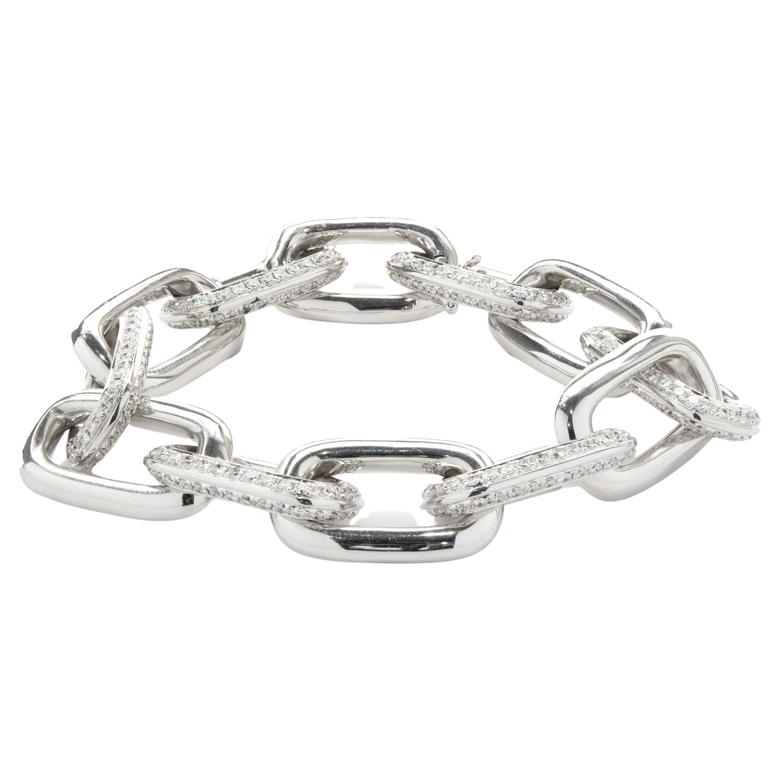 Philippe Charriol Pave Diamond Screw Link Bracelet in 18 Karat White