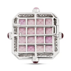Anstecknadel aus 18 Karat Weißgold mit Amethyst und Diamanten in quadratischer geometrischer Form