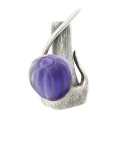 Eighteen Karat White Gold Amethyst Sculptural Brooch Fig by the Artist