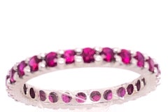 18 Karat White Gold Amethyst Band Stack Eternity Ring