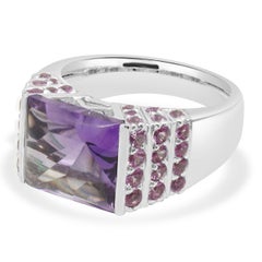18 Karat White Gold Amethyst & Pink Sapphire Ring