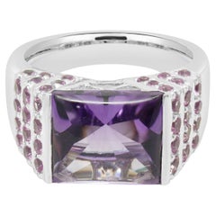 18 Karat White Gold Amethyst & Pink Sapphire Ring