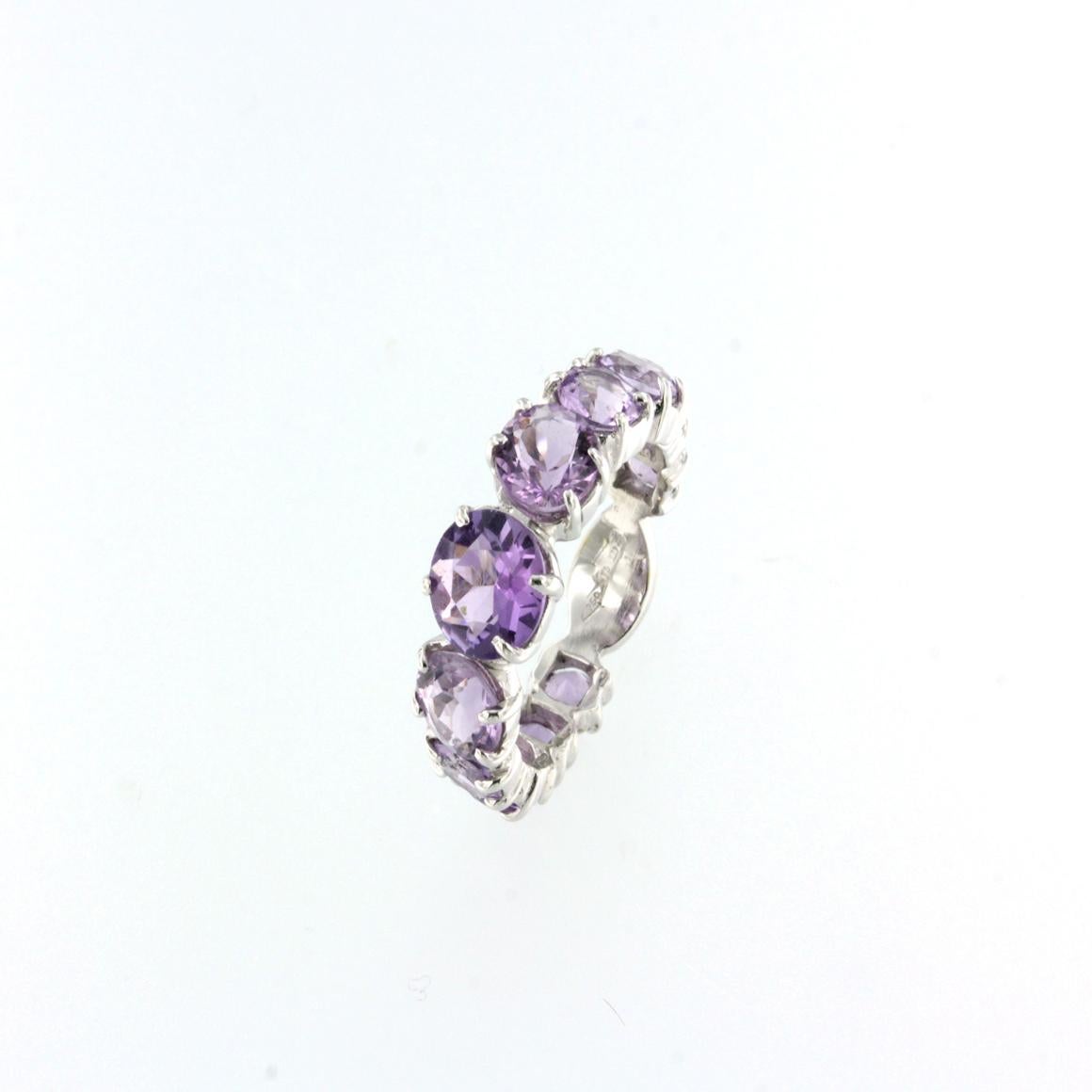 18 Karat White Gold Amethyst Classic and Modern Wedding Ring In New Condition For Sale In GALLARATE, IT