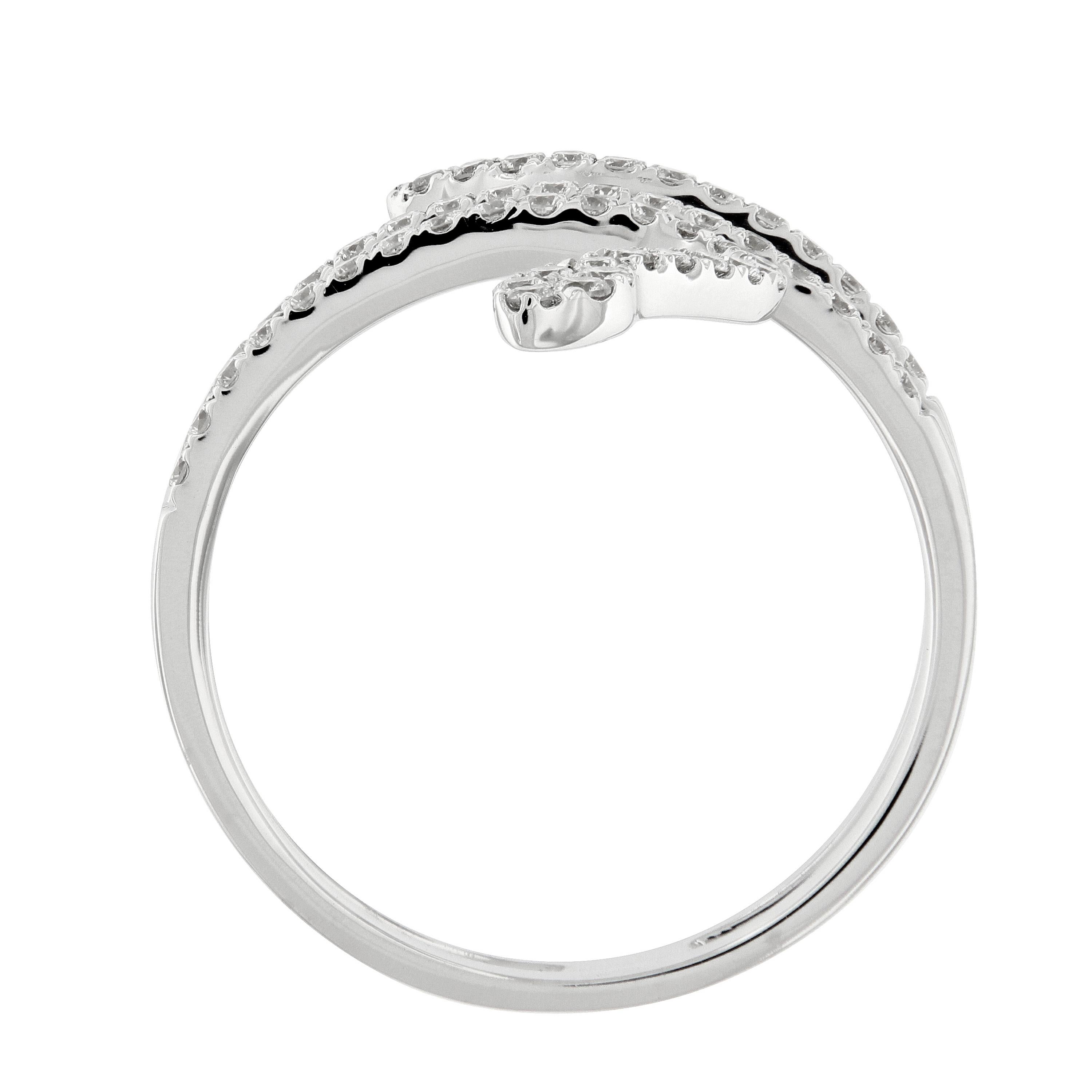 Contemporary 18 Karat White Gold and 0.39 Cttw Diamond  Serpent Ring For Sale