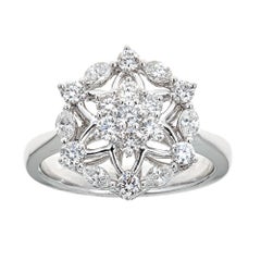 1.01 ctw Floating Cluster Diamond Engagement Ring in 18k White Gold Size 6.7