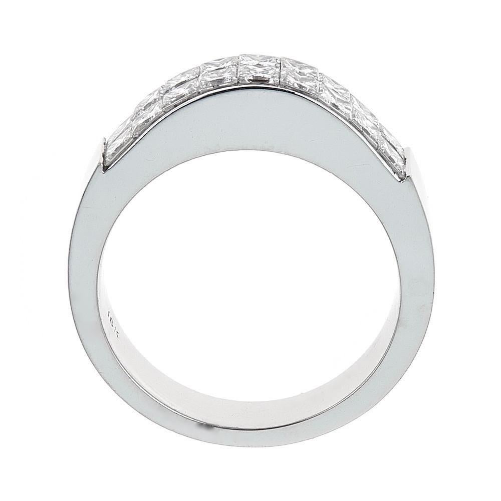 18 Karat White Gold and 1.5 Carat Diamond Half Eternity Band Ring Fine Jewelry

Classic bridal design of a wedding band. This exquisite ring draws attention with its shimmering princess cut diamonds, totaling 1.5tcw. Set in an invisible double row