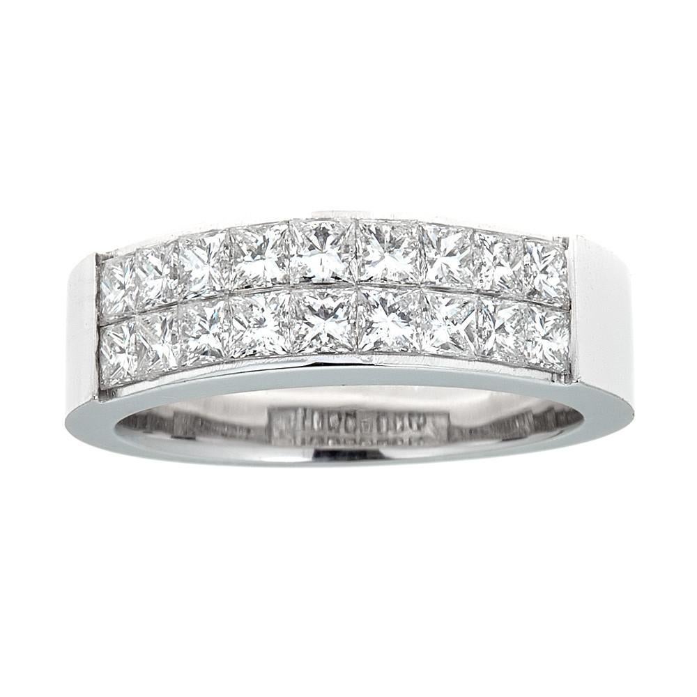 princess cut channel set wedding band