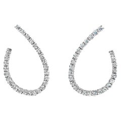 18 Karat White Gold and 2.05 Carat Diamond Hoop Earrings