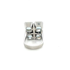 18 Karat White Gold and Aquamarine Modernist Ring, 1970s