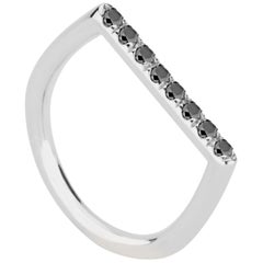 18 Karat White Gold and Black Diamond Stacking Square Ring