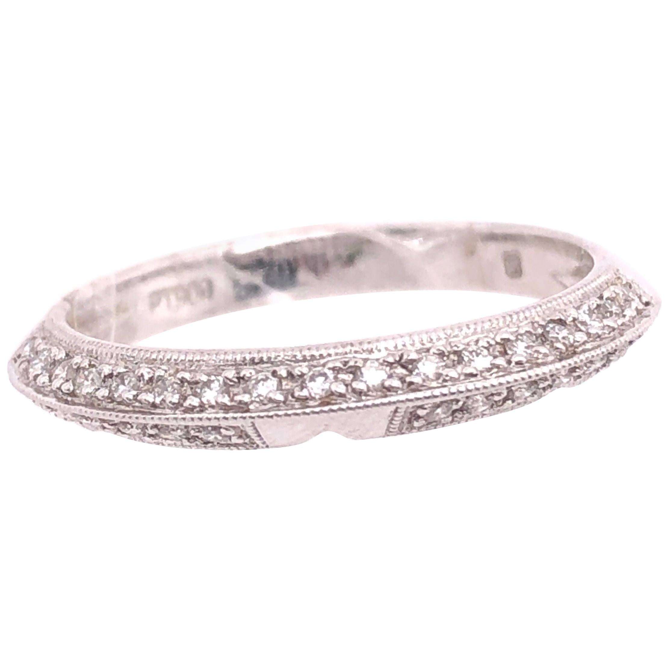 18 Karat White Gold and Diamond Band / Bridal Ring 0.13 Total Diamond Weight For Sale