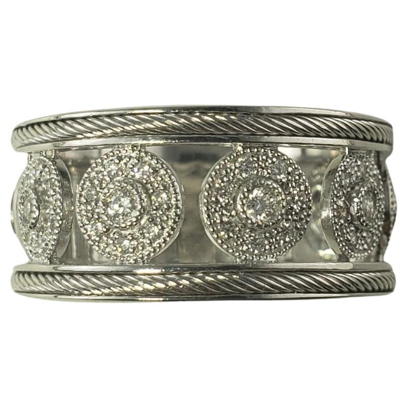 18 Karat White Gold and Diamond Band Ring Size 8 #14742