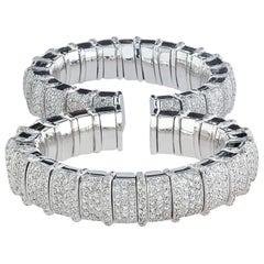 18 Karat White Gold and Diamond Bangle Bracelet- 13.65 CT