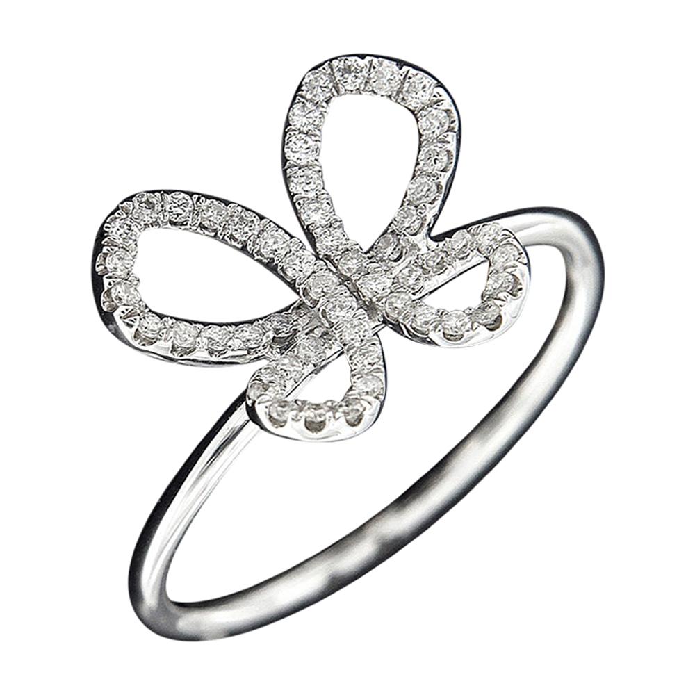 18 Karat White Gold and Diamond Butterfly Ring