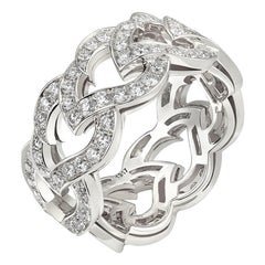 18 Karat White Gold and Diamond Chain Kashmir Ring